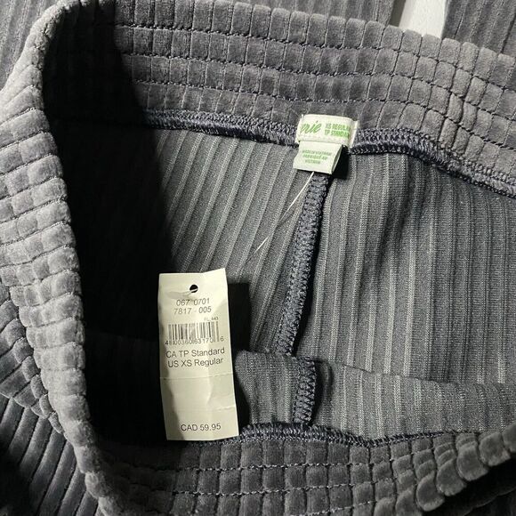 AERIE NWT Velour High Rise Ribbed Flare Charcoal Gray Pants XS - Picture 6 of 7